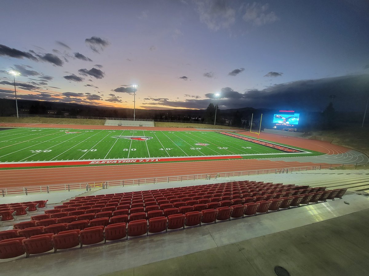 WCUMountaineers's tweet photo. OMG! Just testing a few things tonight, but this is gonna be AWESOME! #cantwait #ExcellenceElevated #7723ft #thinaircrew @RMAC_SPORTS https://t.co/9fGnkJBD6F