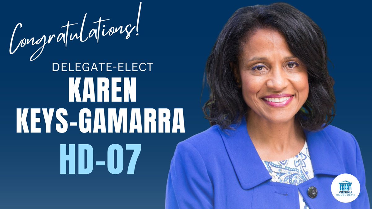VAHouseDems's tweet photo. Congratulations Delegate-Elect @Keys_Gamarra on your victory in the new #HD07! https://t.co/9RksdlFxAg
