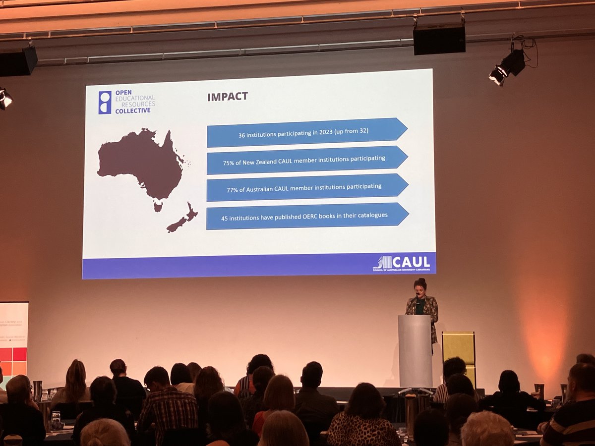 Our OER Collective Project Officer @RaniplusTheBird is at the @aliaQLD Mini Conference sharing the achievements of the Collective, exciting plans for the future, and how #OER can transform the publishing industry. #LibrariesTransform caul.edu.au/services-progr…