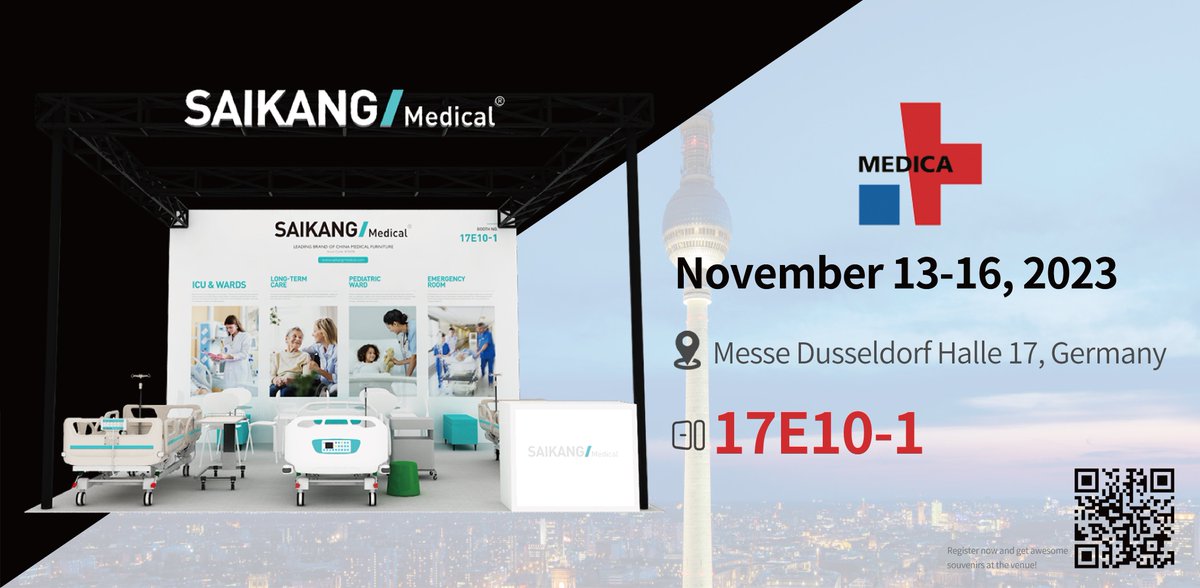 🌍 Exciting news! MEDICA is right around the corner and we can't wait to see you there! 🎉

Join us from November 13th to 16th in Germany for this incredible event. 🚀

Save the date and be sure to visit our booth 17E10-1 ! 😃✨

#SAIKANG #MEDICA #Germany #HospitalBed #Medical