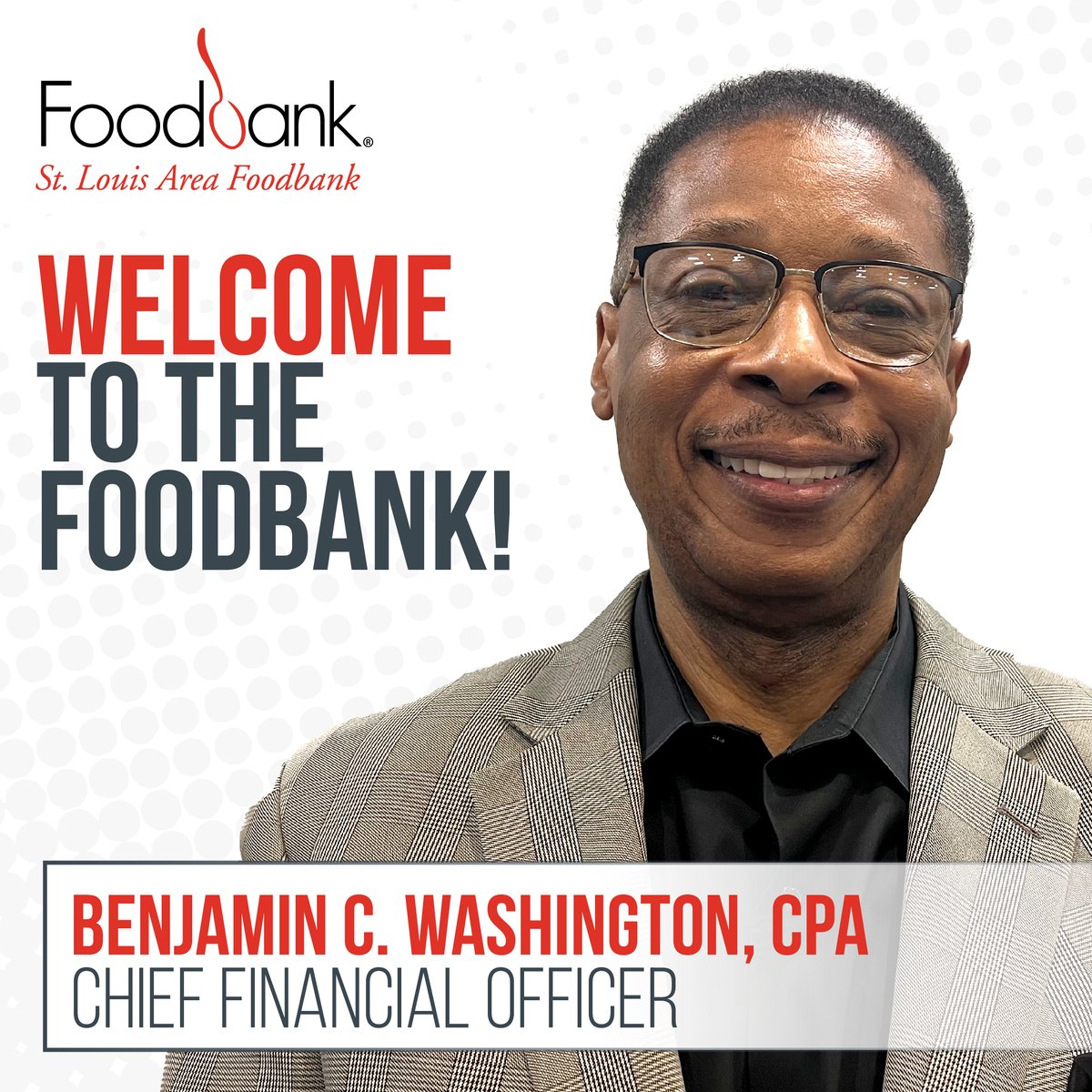 STLFoodbank's tweet photo. Meet our new CFO, Benjamin C. Washington! We are so excited to have Benjamin as a part of our executive leadership team. Benjamin’s extensive experience as a CFO and in the non-profit community of St. Louis make him a valuable addition to the St. Louis Area Foodbank. Welcome! https://t.co/nKeSjUHRpH
