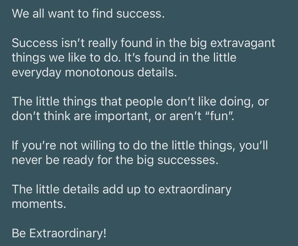 Believe in the process & love all of it!

#Success #Mindset #Positive #Details #LittleThings #WorkHard #Grow #ChangeYourBest #TheProcess #BeExtraordinary