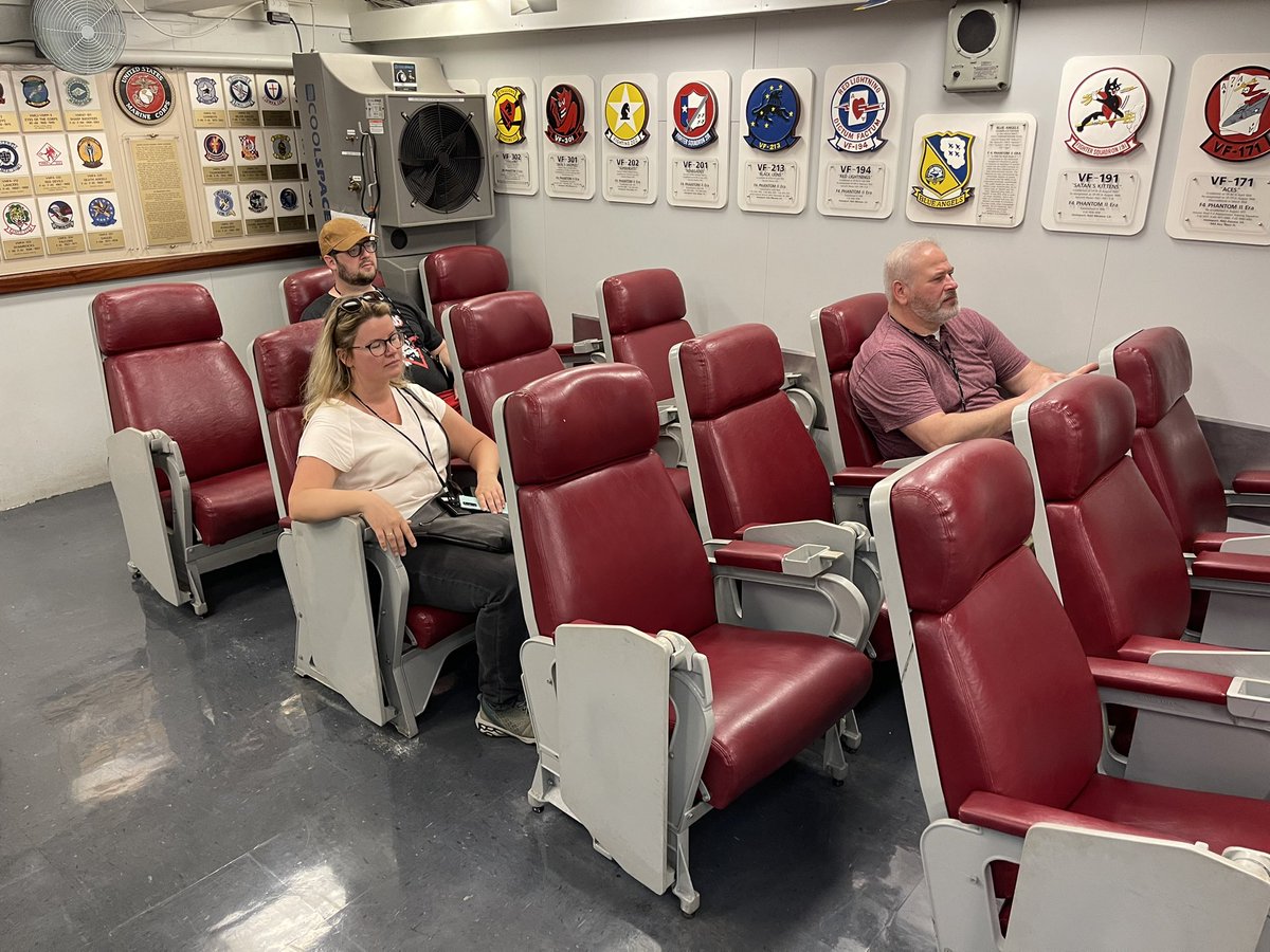 HBuchanan2's tweet photo. Look who I found in the ready room of the @USSMidwayMuseum. Their status is extremely ready. @playersaidalex @playersaidblog and @Wojtowicz_N Great day of touring San Diego following @SDHistCon #sdhist https://t.co/FVfwXMzSU7