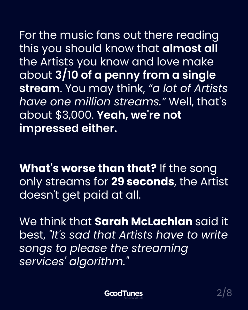 goodtunesstore's tweet photo. An open letter to all musical artists not named #TaylorSwift and how we're helping them. 1/3  

#ArtistIncome #musicians #musiclife #music https://t.co/YNTuOI6CmL