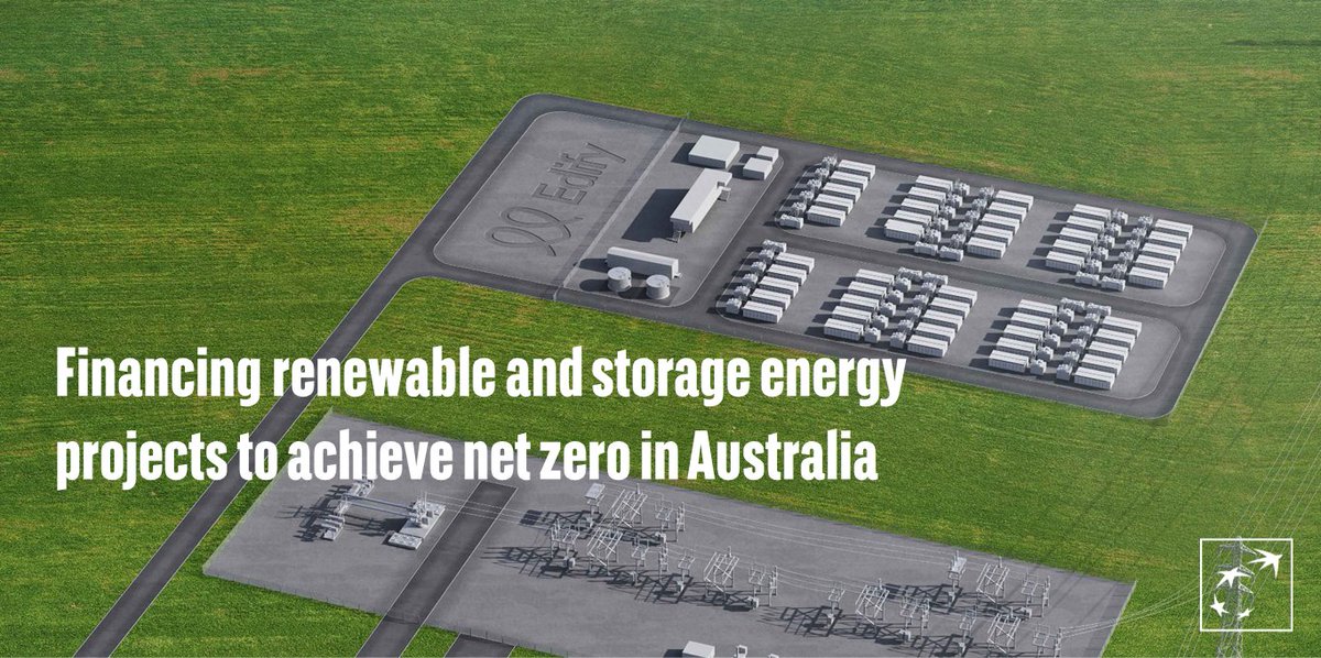 In our latest phase of financing #renewable and storage #energy projects to achieve #netzero in Australia, our long-term syndicated debt facility supported Edify Energy, who partnered with Sosteneo SGR Spa, to deliver the A$400m Koorangie Energy Storage System.