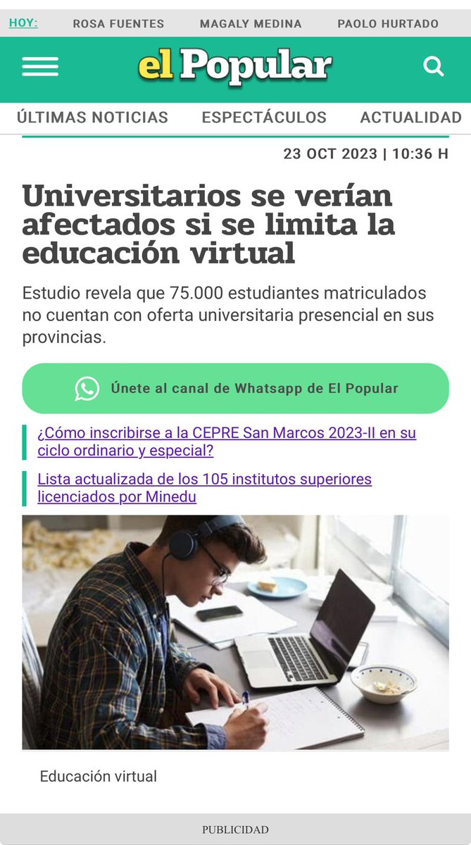 El cierre de oportunidades para las comunidades indígenas en Perú que viven fuera de Lima es una grave preocupación. La educación virtual es buena y negar este acceso a quienes más lo necesitan es un gran retroceso. 
#YoTambienTengoDerecho <a href="/SuneduPeru/">Sunedu</a> <a href="/MineduPeru/">Ministerio de Educación</a>
<a href="/willaxtv/">Willax Televisión</a>