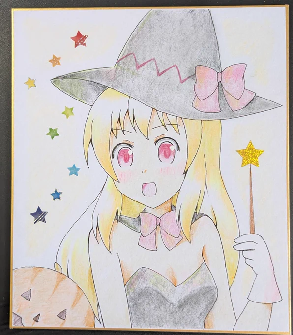 色紙残りの3枚は季節シリーズ。  水着リリーホワイト。 ハロウィンコスプレリリーブラック。 巫女リリーホワイト。  #リリーホワイト #リリーブラック #東方project #東方 #touhou