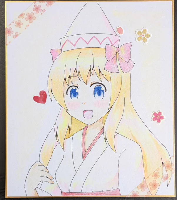 色紙残りの3枚は季節シリーズ。  水着リリーホワイト。 ハロウィンコスプレリリーブラック。 巫女リリーホワイト。  #リリーホワイト #リリーブラック #東方project #東方 #touhou