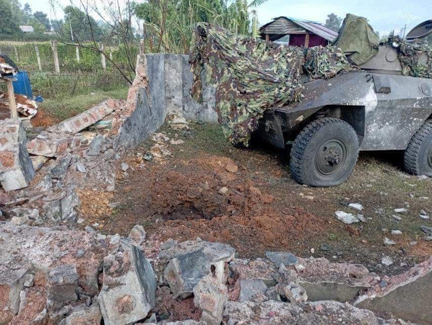 NantEiThandar's tweet photo. Revolutionary Forces &amp; Drone Squads led by #MNDAA(Kokang), attacked &amp; seized #Panlon strategic hilltop camp in #Mone_Koe on Nov 7. Alliance Forces destroyed 7 armored vehicles &amp; tanks, seized a number of arms &amp; ammunitions. #2023Nov8Coup #WarCrimesOfJunta https://t.co/x5p6t4R3mO