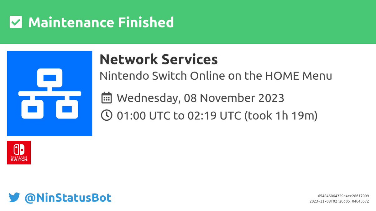 NinStatusBot on X: [Maintenance Finished] Maintenance for Super Mario  Odyssey™ has finished. #Maintenance #NintendoSwitch   / X