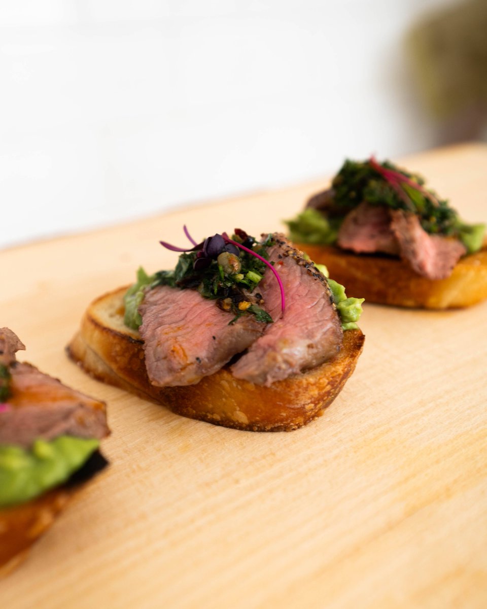 Prime Ribeye Toast: A marriage of grilled perfection on toast, enrobed in chimichurri elegance.

#CulinaryHarmony #catering #PrimeRibeyeToast #GrilledPerfection #ToastEnrobed #ChimichurriElegance #FoodieFaves