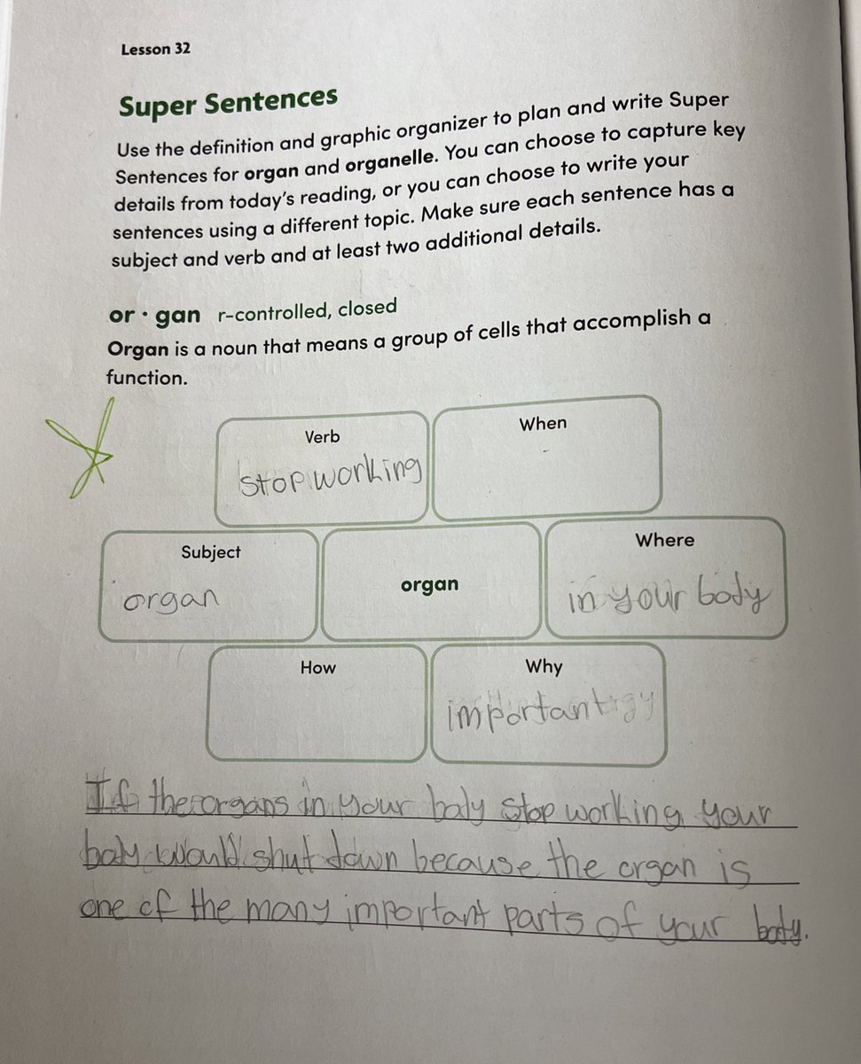 MTEGrade5's tweet photo. Take a look at some amazing super sentences from our word study practice! 🌟📝@SoRclassroom @goyenfoundation @BookwormsRW 

Part 2️⃣ of word study:
✍🏻plan super sentence using graphic organizer
1️⃣subject
1️⃣verb
✍🏻expand with details using ❓words
✍🏻write the sentence https://t.co/wGymhy0VaX