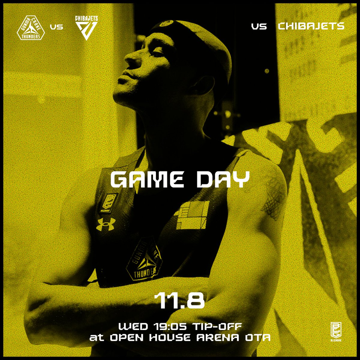 ⚡️𝐆𝐀𝐌𝐄 𝐃𝐀𝐘⚡️

ホーム5連戦5戦目🔥バイウィーク前最後のホームゲームで勝利を分かち合おう🤲オプアリに集え⚡️

🆚#千葉ジェッツ
⏰19:05 Tip Off
📍#オプアリ
📡#バスケットLIVE はこちら(今なら無料視聴✨)
is.gd/sLX4HL

#群馬クレインサンダーズ #Bリーグ