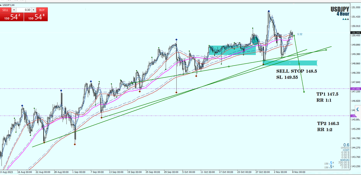 AmbernPearl's tweet photo. One idea for USD/JPY.
#USDJPY (UJ) keeps the price channel support. In case the price breaks the support zone 148.7-149, the #USDJPY can slip toward 147.5 and 146.x. https://t.co/yLv7IeC1FV