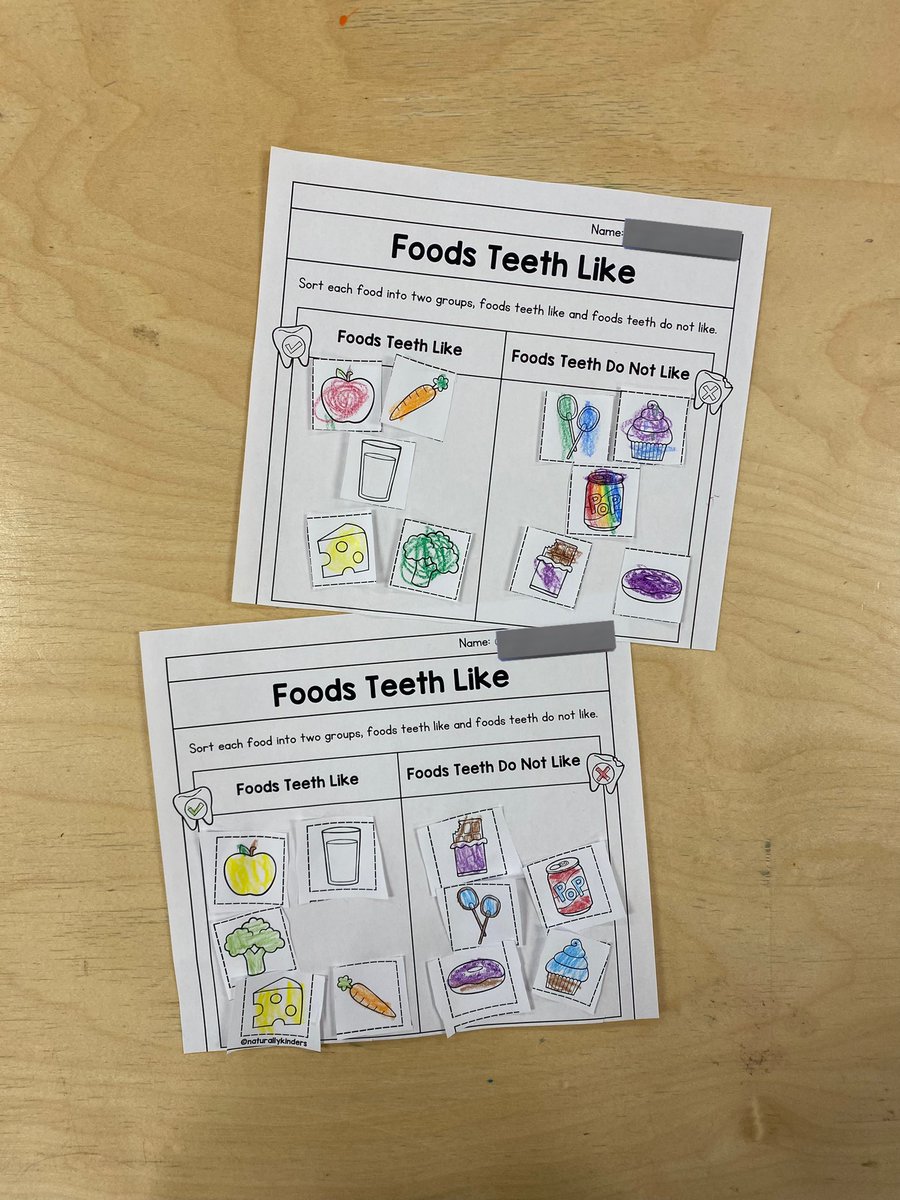 What foods do teeth like? Today we learned about what foods our teeth like and how to take care of our teeth when we have foods they don’t 🥦🍭
