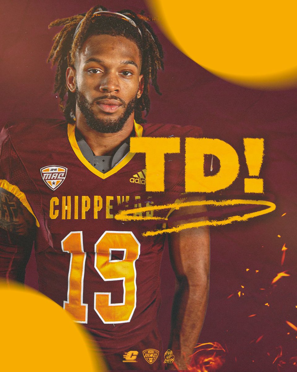 CMU_Football's tweet photo. 3Q, 2:04 | When you need a TD, you call T.D.

Tyson Davis with a 67-yard TD, his longest career reception gives the Chippewas a sudden lead!

CMU: 28 | 🚫🐴: 21

#FireUpChips🔥⬆️🏈 https://t.co/D4gmhiuyGa