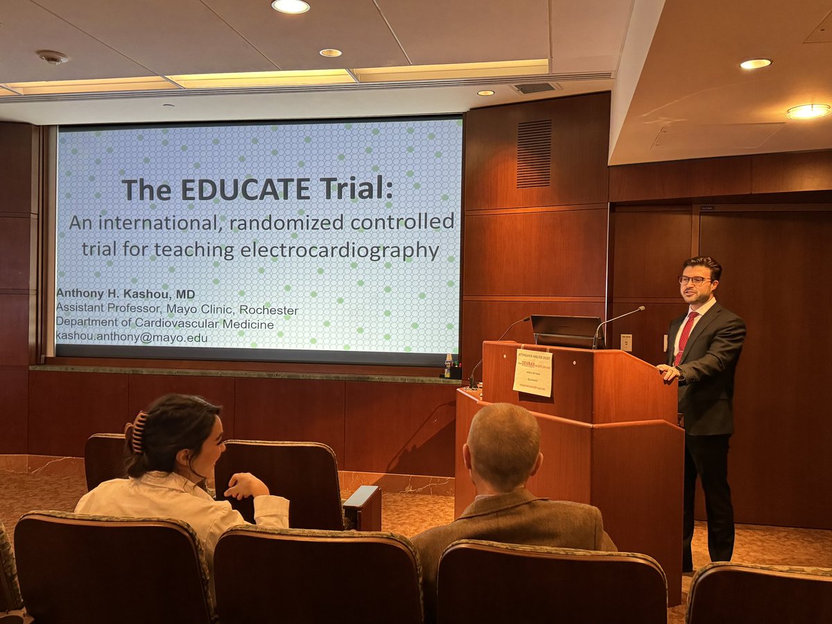 At <a href="/MayoClinicCV/">Mayo Clinic CV</a> Grand Rounds this week, <a href="/MayoCVFellows/">Mayo Clinic Rochester Cardiology Fellows</a> <a href="/NadiaAkhiyatMD/">Nadia Akhiyat, MD MS</a> <a href="/TheEKGGuy/">Anthony Kashou, MD</a> gave us a sneak peek at their outstanding presentations accepted at the upcoming <a href="/American_Heart/">American Heart Association</a> #AHA2023 Meeting! Congratulations, we’re proud to have you represent <a href="/MayoClinic/">Mayo Clinic</a> in Philly!