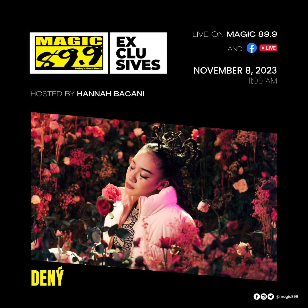 Kayang mag-isa pero mas gusto with ya! 🥹 Hot off the heels of her first album LOVEES7AGE, catch <a href="/itsdenyph/">DENȲ</a> live on Magic 89.9 today at 11am, with our very own Hannah! ✨