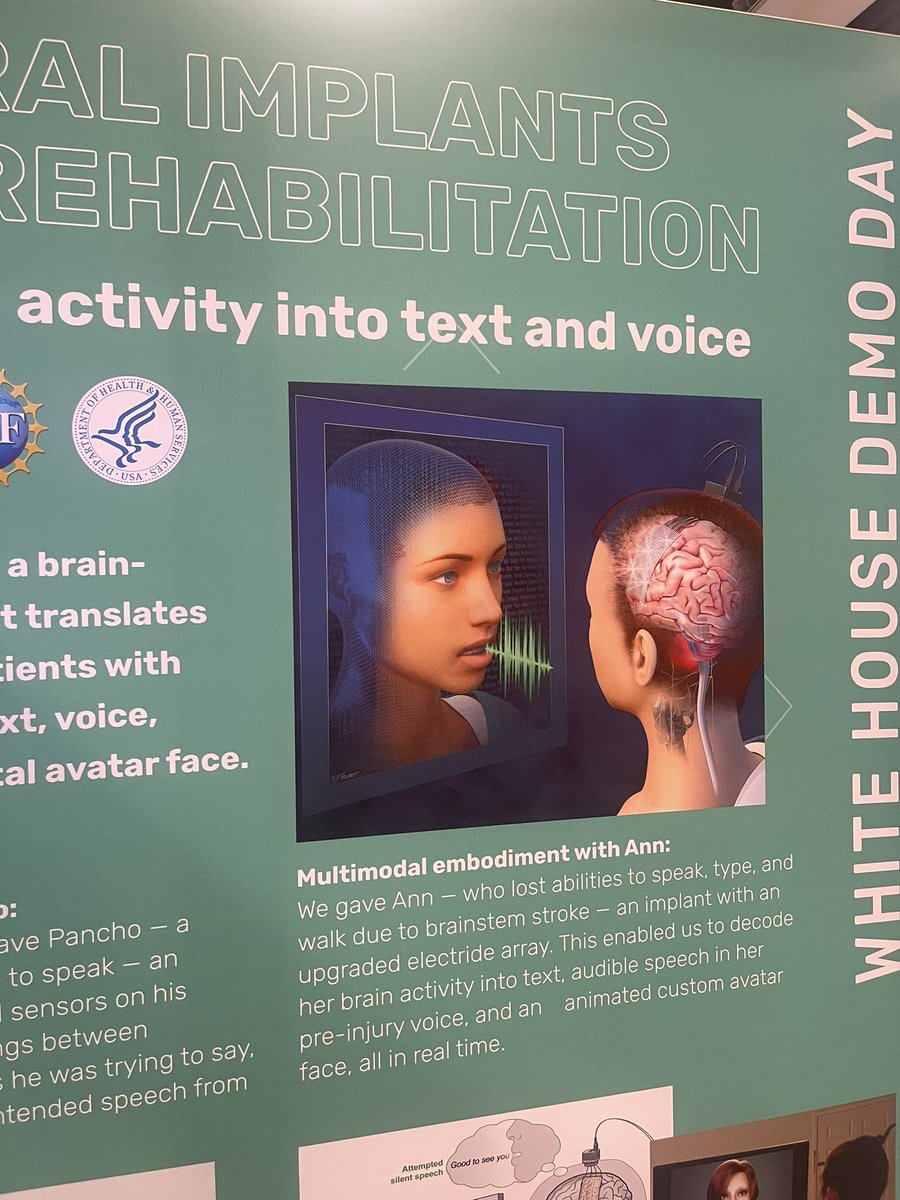 Kaylo Littlejohn (@kaylolittlejohn) on Twitter photo Honored to present with <a href="/AtDavidMoses/">David Moses</a> our brain-to-speech restoration work at the <a href="/WhiteHouse/">The White House</a> Demo Day! We shared our efforts to decode speech and avatar movements from the brain with Biden-Harris administration and alongside 40 of the nation’s most promising innovations. 1/2 Honored to present with <a href="/AtDavidMoses/">David Moses</a> our brain-to-speech restoration work at the <a href="/WhiteHouse/">The White House</a> Demo Day! We shared our efforts to decode speech and avatar movements from the brain with Biden-Harris administration and alongside 40 of the nation’s most promising innovations. 1/2