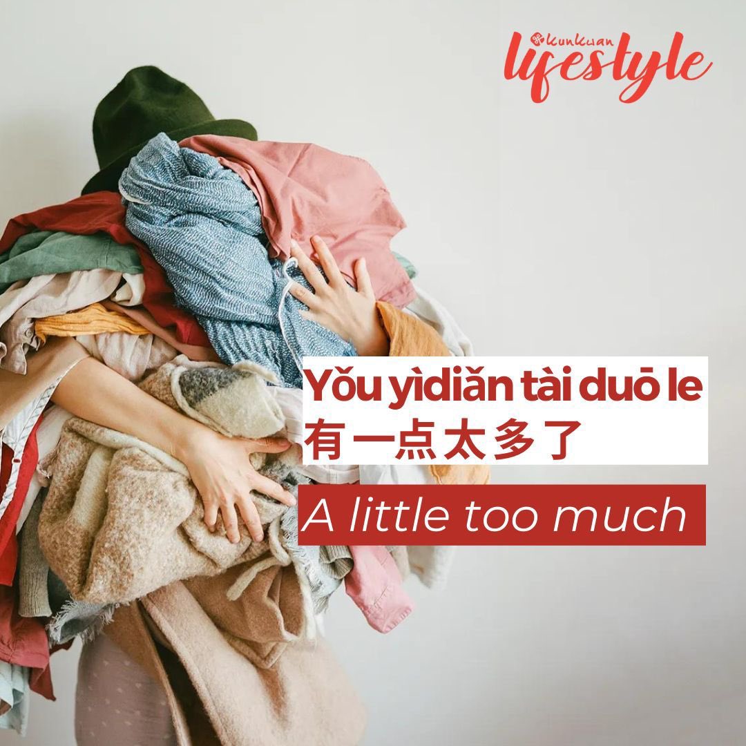 Tytyra_Laoshi's tweet image. Yǒu yìdiǎn tài duō le
有 一点 太 多 了
A little too much
🈶️🤏😦 🈶️🤏😦 🈶️🤏😦

yǒu🈶️有 = got / have
yìdiǎn🤏一点 = a little bit
tài 太 = too
duō 多 = many
le 了 = already

#AmazingMandarinConversation
#MandarinLearning
#KunkwanOnlineClass
#MandarinOnlineClass