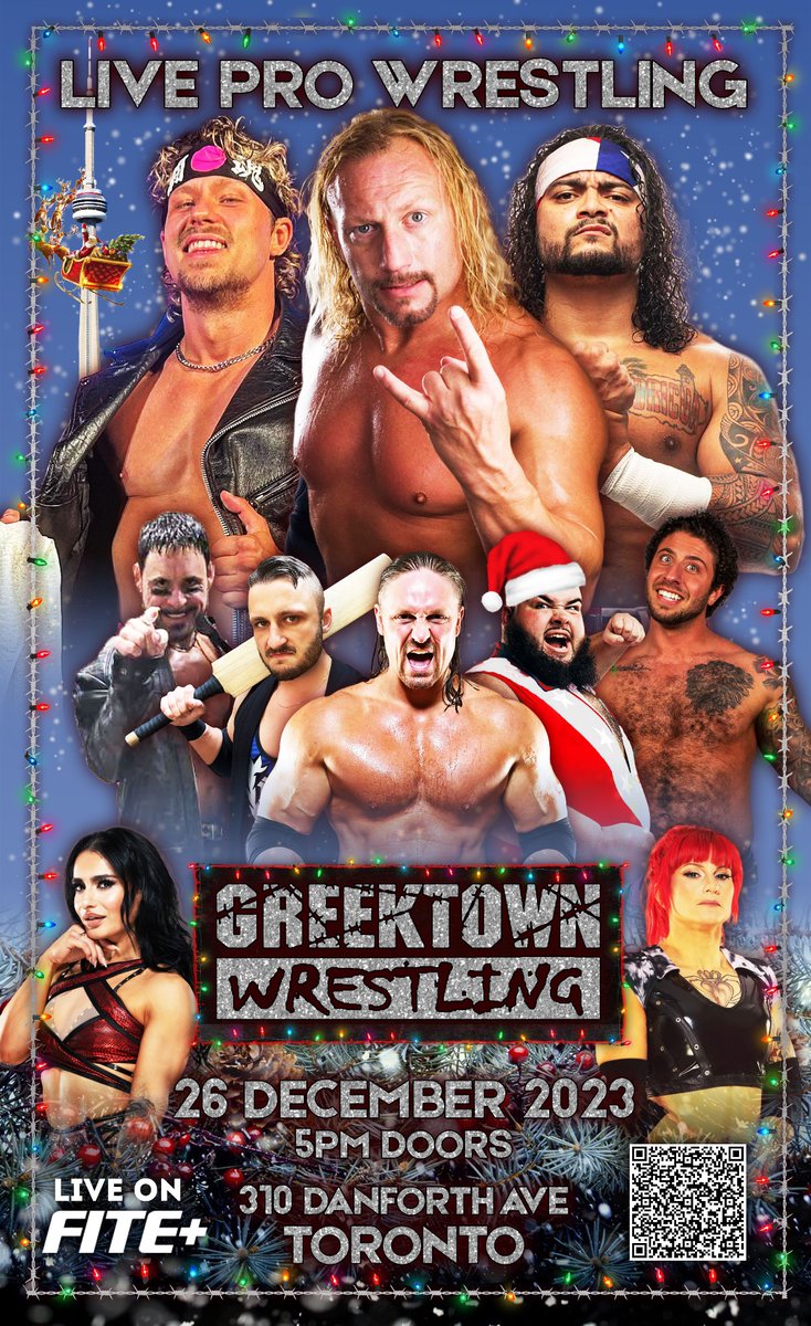 Greektown Wrestling (@grkwrestling) on Twitter photo TORONTO 🎁 GIVE URSELF THE GIFT OF GREEKTOWN WRESTLING THIS BOXING DAY! 🔥 <a href="/aew/">All Elite Wrestling</a> <a href="/itsjerrylynn/">Jerry Lynn</a> + <a href="/Santana_Proud/">Mike SANTANA🇵🇷</a> <a href="/impactwrestling/">TNA Wrestling</a> <a href="/JodyThreat/">Jody Threat</a> & UR FAVOURITE GREEKTOWN ⭐️ ARE LIVE ON <a href="/fitetv/">Mat Ngot</a> AROUND THE WORLD 🤯 LICENSED BAR & EXCLUSIVE VIP TABLES + MEET & GREETS! 💯 GET TICKETS NOW TORONTO 🎁 GIVE URSELF THE GIFT OF GREEKTOWN WRESTLING THIS BOXING DAY! 🔥 <a href="/aew/">All Elite Wrestling</a> <a href="/itsjerrylynn/">Jerry Lynn</a> + <a href="/Santana_Proud/">Mike SANTANA🇵🇷</a> <a href="/impactwrestling/">TNA Wrestling</a> <a href="/JodyThreat/">Jody Threat</a> & UR FAVOURITE GREEKTOWN ⭐️ ARE LIVE ON <a href="/fitetv/">Mat Ngot</a> AROUND THE WORLD 🤯 LICENSED BAR & EXCLUSIVE VIP TABLES + MEET & GREETS! 💯 GET TICKETS NOW
