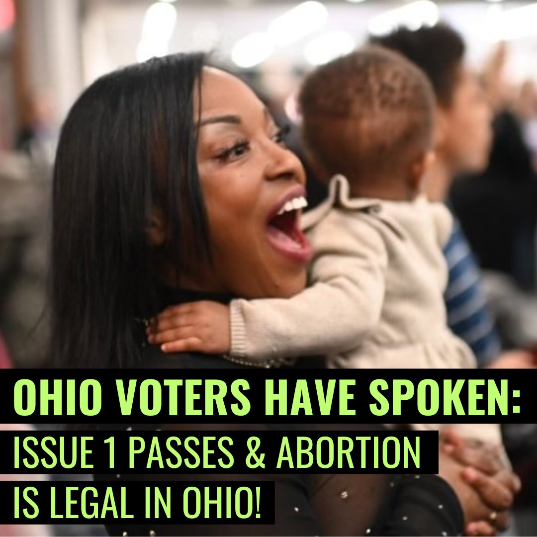 TONIGHT, WE PROTECTED ABORTION FOR ALL OHIOANS AND FUTURE GENERATIONS, AND WE COULD NOT HAVE DONE IT WITHOUT YOU! #ElectionDay #OURRohio #abortion #miscarriagecare #birthcontrol #reproductivejustice #ohio #ohpol #vote #GOTV #VoteYesOnIssue1 #VoteYesInNovember