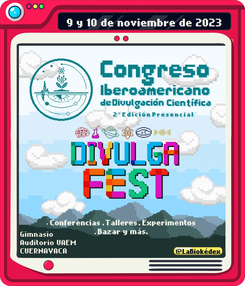 LaBiokedex's tweet photo. Los esperamos este próximo 9 y 10 de noviembre en La UAEM Cuernavaca ☺️ 
✨Acceso gratuito✨ https://t.co/dEp9qmJXpx
