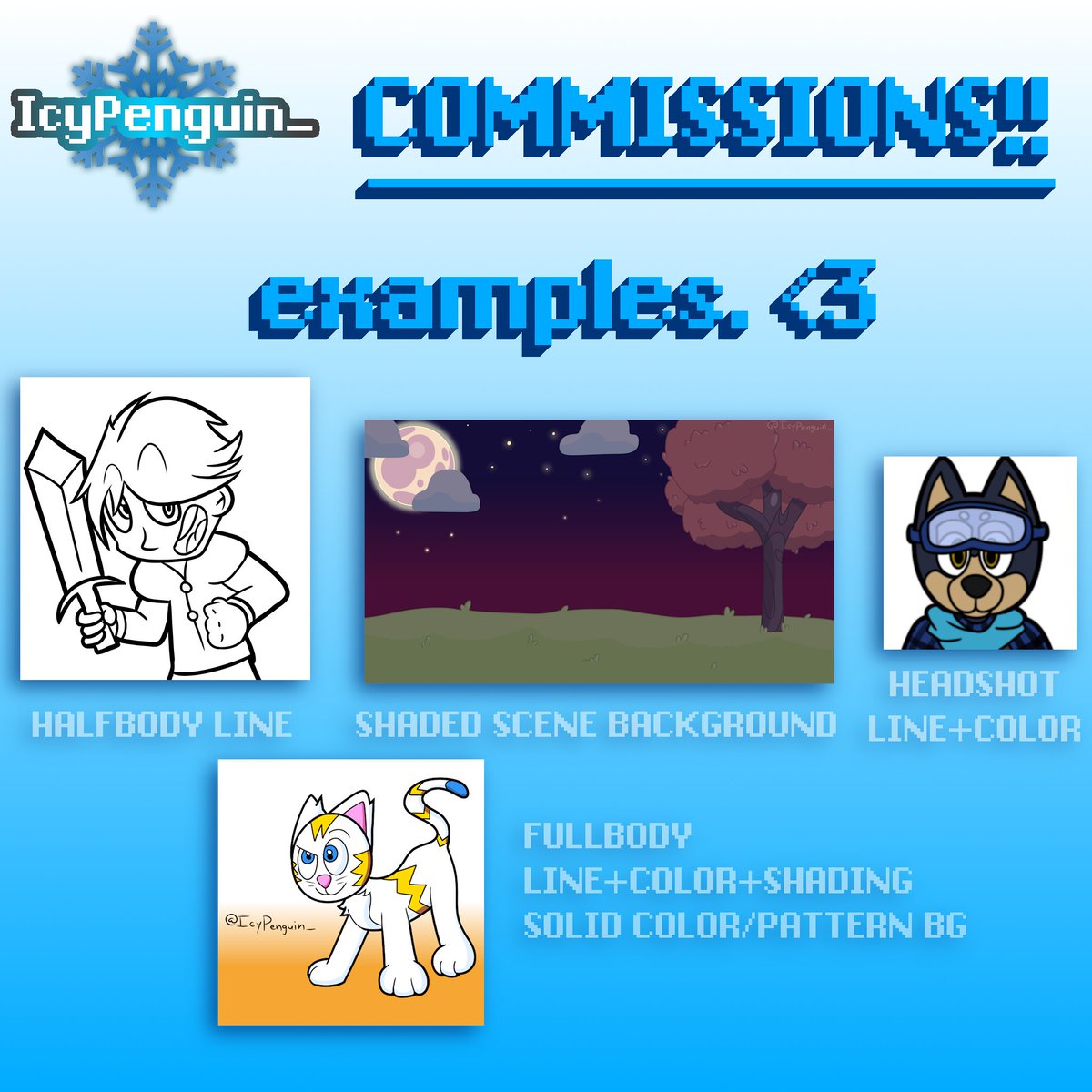 HI, ART COMMISSIONS ARE NOW OPEN! Please message me on Ko-fi if you're interested! ko-fi.com/icypenguin_/co…