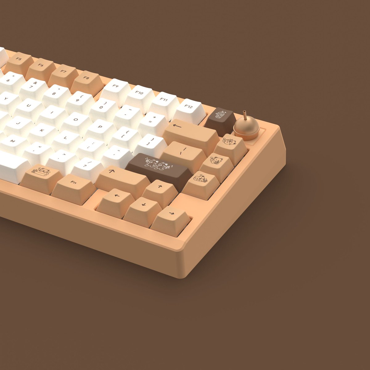 ShopTeacaps's tweet image. We're thrilled to announce something that's been in the works for a while — a special edition Zoom75 by Meletrix featuring Brown Sugar Boba, with a specialty knob and badge design!

Pre-orders will begin on Nov 14, keep an eye out for vendor and pricing info closer to then.