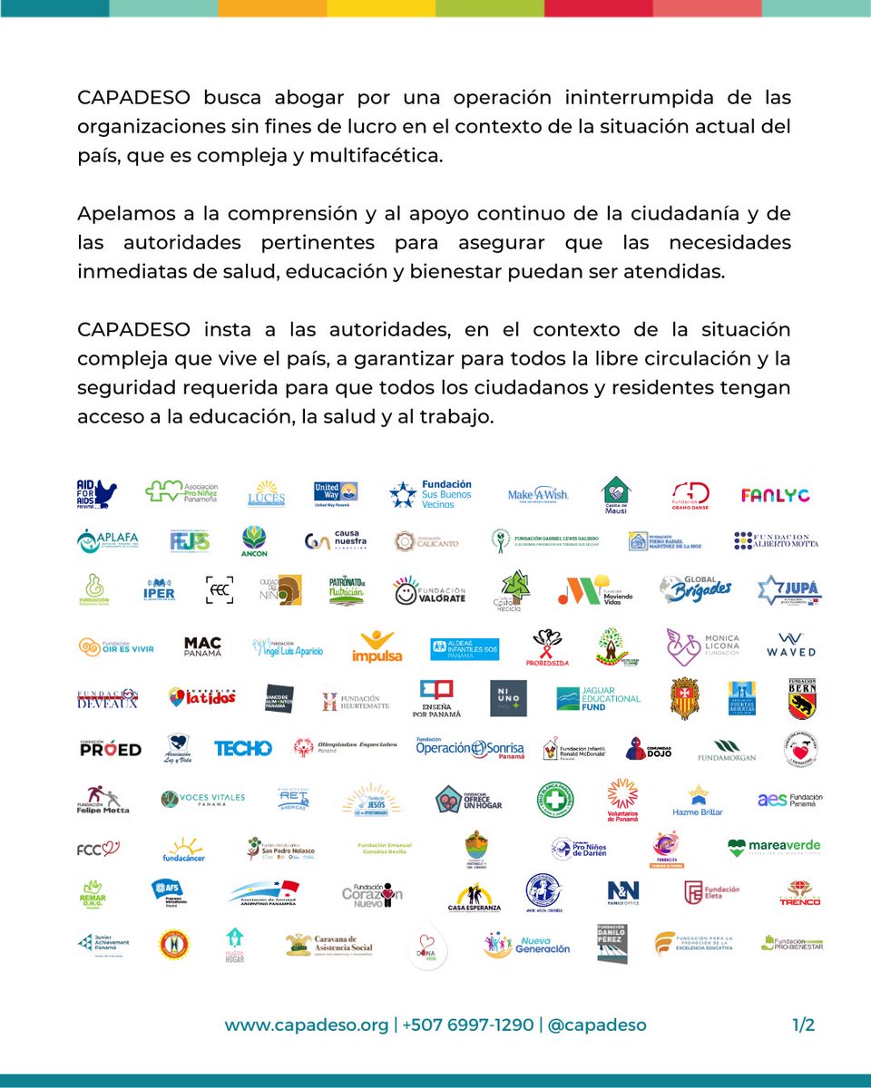 Como gremio, emitimos el siguiente comunicado que expresa la situación actual que enfrentan las organizaciones sin fines de lucro en Panamá. #SomosCAPADESO