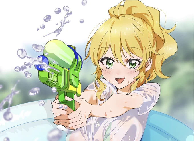 ISF11で頒布予定の、t3さんのマイクロビキニ合同に参加させていただきました〜! 水鉄砲で楽しく遊ぶ星井美希ちゃんを描きました!   #マイクロビキニゴウドウ