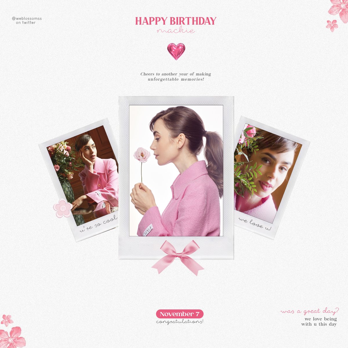 weblossomss's tweet photo. ⠀ㅤㅤㅤㅤ✦ 𝗛𝗮𝗽𝗽𝘆 𝗕𝗶𝗿𝘁𝗵𝗱𝗮𝘆!
⠀ㅤㅤㅤO71123  🌸  Mackie's Day.
⠀⠀─ ⋅  ⋅  ⋅ ──── ꒰  🎂  ꒱ ─── ⋅  ⋅  ⋅ ── https://t.co/2p9i6ZXmn2