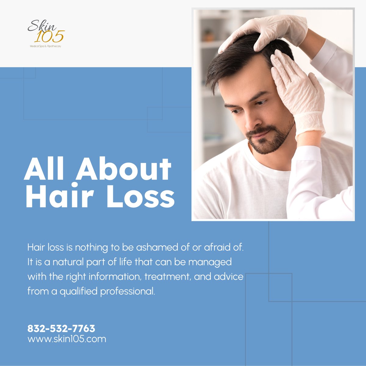Skin105C's tweet image. Did you know? Hair loss is not caused by the hair falling out but by normal hair being replaced by thinner hairs over time. You must lose more than 50% of your scalp hair before it becomes noticeable.

#Experts #MedicalSpa #QualifiedProfessional #SugarLandTX #HairLoss