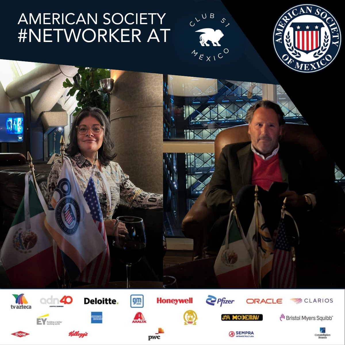 amsocmx's tweet photo. Nuestro #Networker, en el @PISO51, es un espacio donde nuestros miembros, líderes e invitados pueden expandir sus redes, compartir ideas innovadoras y discutir oportunidades de negocios.
Gracias a todos nuestros patrocinadores y, en especial, a #Cominter Wine, por la degustación de su exquisito vino.