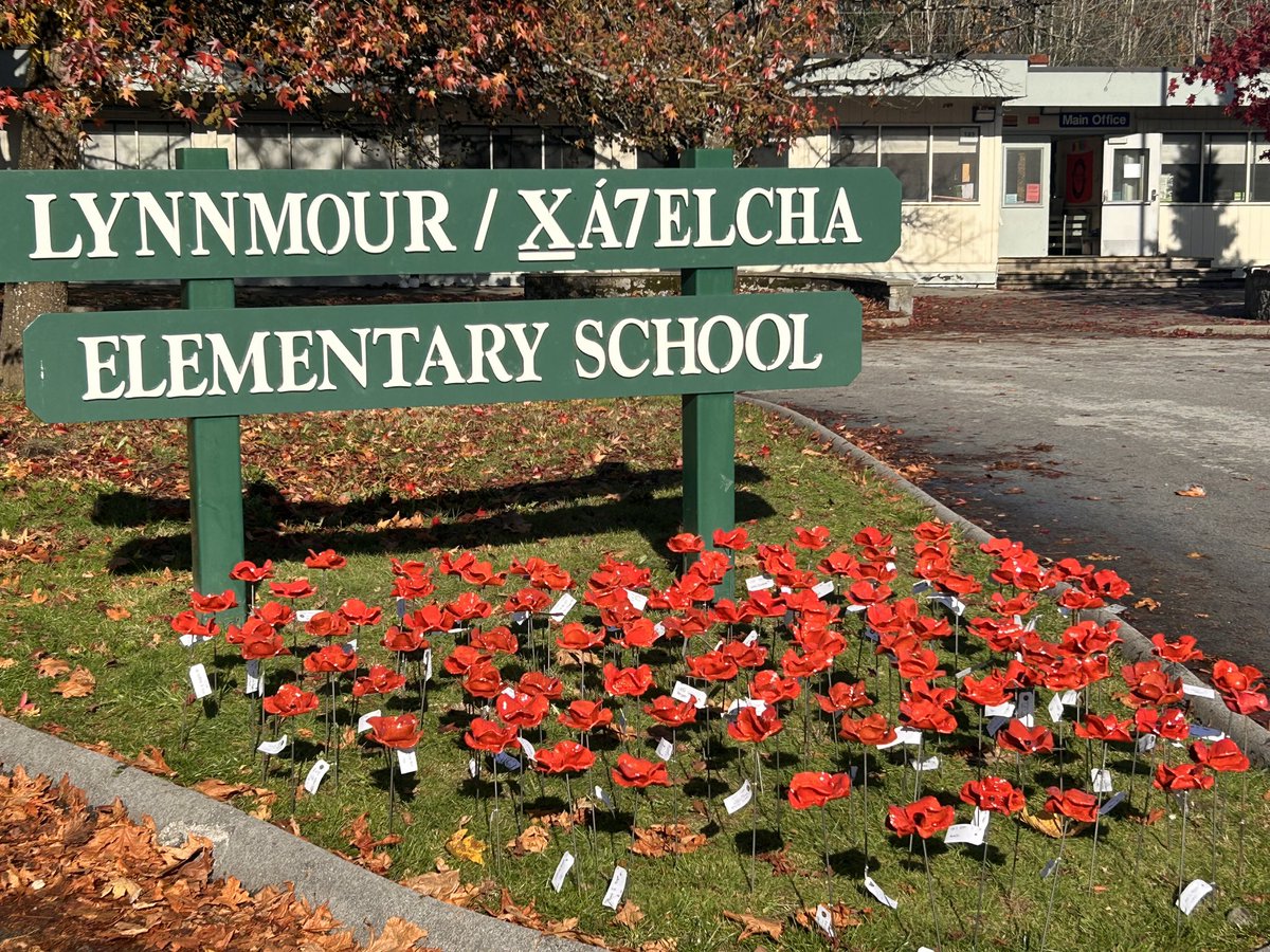 Another incredible project to honour veterans by our intermediate students. TY Mr. Best for your leadership + vision to recognize those who have served and paid with the ultimate sacrifice. These clay poppies placed at our sign were a beautiful symbol for everyone today <a href="/NVSD44/">School District 44</a>