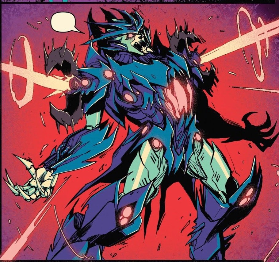 "Maybe I'd be better if I just showed you"

She said as her chassis started to warp as organic parts formed with her cybertronian metal as she changed into what should be her true form if she didn't keep the Dire Wraith under control.