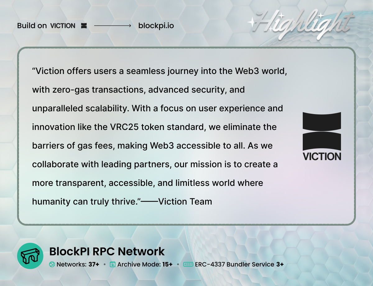 RealBlockPI's tweet image. 1/Being one of the most trusted partners of @BuildOnViction, BlockPI has been supporting Viction with high-end RPC service for quite some time, and has been favored by the community members from everywhere. 🤝