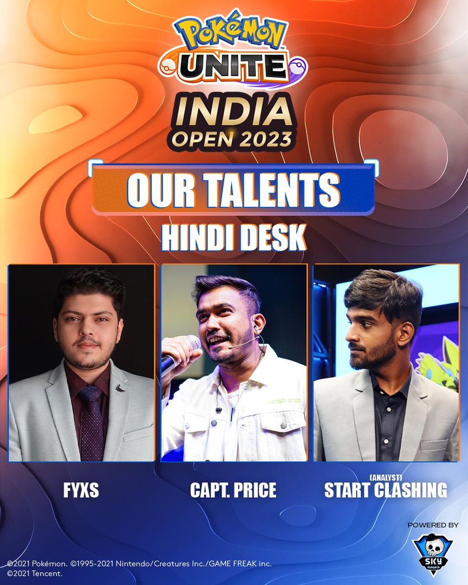skyesportsintl's tweet photo. “Explouding” with ⚡ energy, Introducing your casters for Pokémon Unite India Open 2023!

#skyesports #thepokemoncompany #pokemon #pokemonunite #PUIO #PUIO2023 #pokemonindia https://t.co/gXFLqPzU03
