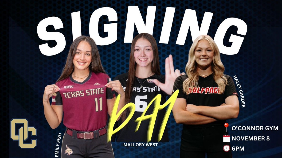 Come out tomorrow to support and celebrate these 3 amazing athletes as the sign their letters of intent! 

<a href="/emilyfish77/">Emily Fish</a> 🔜<a href="/TXStateSoftball/">Texas State Softball</a> 
<a href="/carder_haley/">Haley Carder</a>  🔜 <a href="/PackSoftball/">NC State Softball</a>