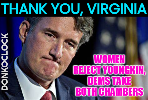 donkoclock's tweet photo. Breaking News - In a Huge Upset, the Democrats will take control of the House in Virginia! #ElectionDay2023
By also retaining a majority in the Senate, VA Dems will cripple any of the radical intentions Glenn Youngkin may have had.
What a historic night! #DonksDecisionDesk 🧦