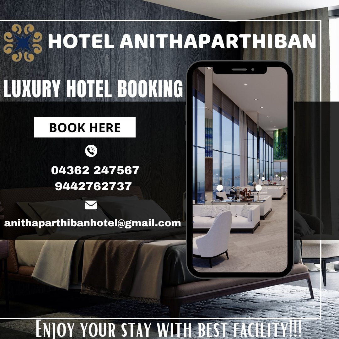 HOTELANIPARTI's tweet photo. Book your luxury room to explore your trip. Enjoy your stay with good facility.
For advance booking:
Call / WhatsApp: 04362 247567 / 9442762737
Email: anithaparthibanhotel@gmail.com
#besthotelinthanjavur #happystay #goodlocation #centreofthecity #Thanjavur #tourism https://t.co/jTz2kxSkZf