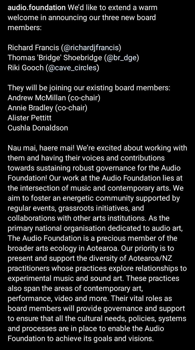 br_dge's tweet photo. Incredibly proud to announce I have been made a member of the board of @AudioFoundation 🎶 Blessed as to be amongst such talented and caring people 💓

Cannot wait to resonate 🔊💟🔊 https://t.co/bHaOCJkYmY