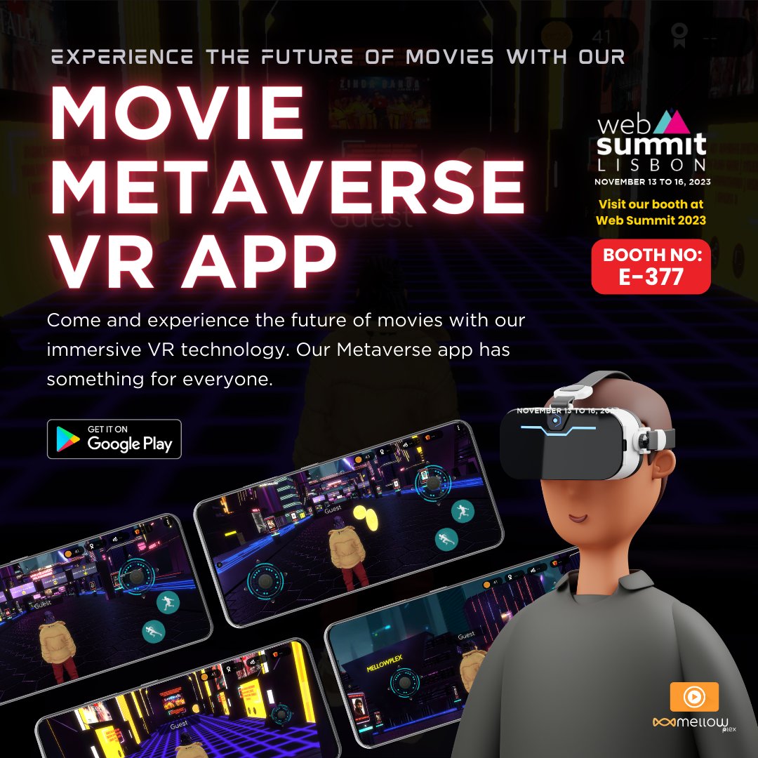 We're excited to announce that we'll be launching our movie metaverse app at Web Summit 2023! 

Come and experience the future of movies with our immersive VR technology.

#websummit #WebSummit2023 #lisboa #europa #RedBlox #websummitlisbon #portugal #metaverse #VR #mellowplex