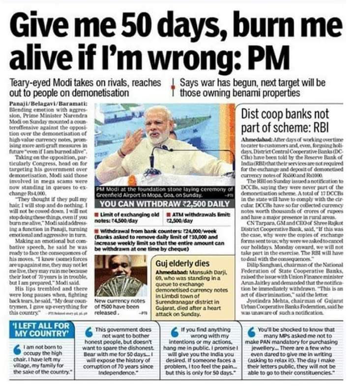 7 years from Demonetisation today. He asked for 50 days. Time to bury him & the BJP