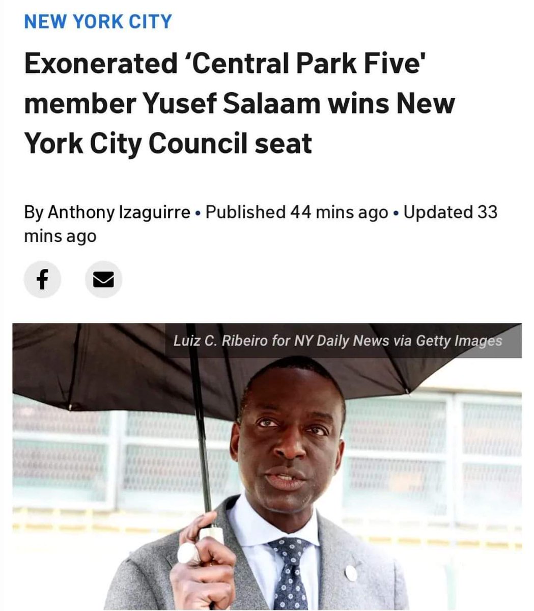 Congratulations to  #yusefsalaam ! 

I hope someone sent this via text and email to @realDonaldTrump 😉 

#exonerated5 #centralpark5 #vindicated #blacklivesmatter    #blackmenmatter