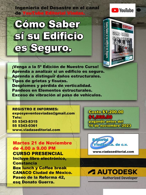 MegaExpos's tweet photo. Nueva Fecha,  Curso Como Saber Si su Edificio es Seguro
#curso #edificios #seguridad #SeguridadCiudadana #estructuras #sismos #terremoto https://t.co/9pOoBdOlH0