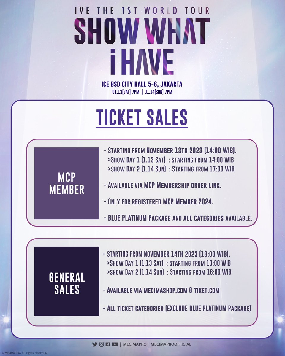 mecimapro's tweet photo. #IVEinJKT2024- Ticket Sales info.
DIVE Indonesia, please take note of the ticket sales detail and schedule! Thank you.
-
🔗: https://t.co/uvTgL2Xaci

#IVE #아이브 #アイヴ #SHOW_WHAT_I_HAVE #SHOW_WHAT_I_HAVE_IN_JAKARTA
#Mecimapro #Livenation https://t.co/YBjsYeGrnN