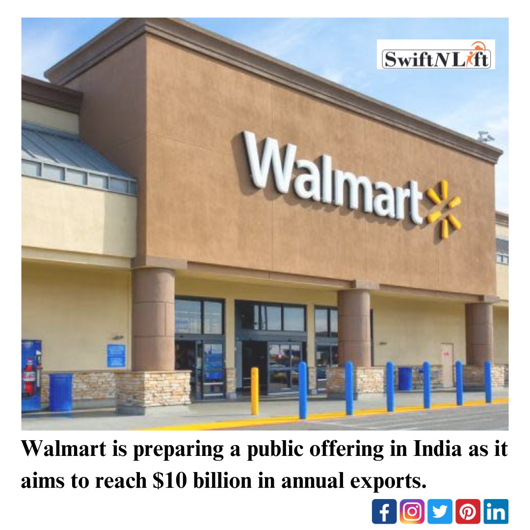 Walmart is preparing a public offering in India as it aims to reach $10 billion in annual exports.

#ShopLocal #OnlineShopping #WalmartIndia #ShopWalmart #WalmartDeals #EcommerceIndia #WalmartOnline #Discounts #IndianEcommerce #FashionFinds #shopping