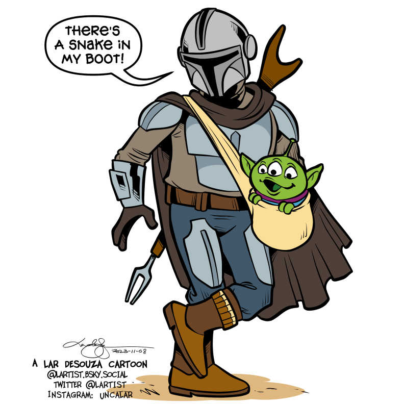 Cartoon: Mandalorian and Child. Just a quick idea as I unwind for bed :) Enjoy!