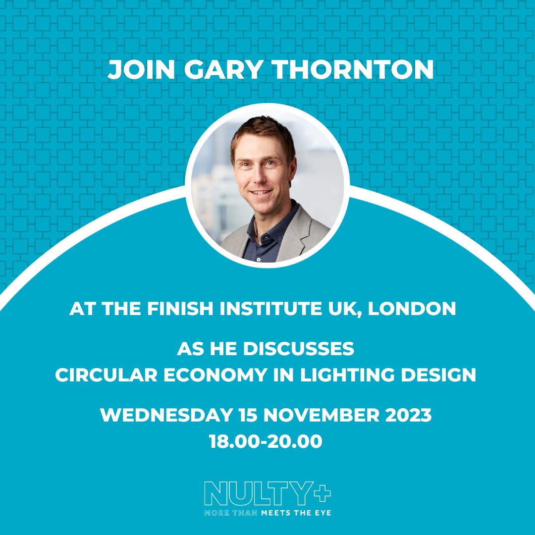 Join <a href="/gthornton101/">Gary Thornton</a> next Wednesday 15 November at the <a href="/FinInst_UK_IRL/">Finnish Institute in the UK & Ireland</a> in London as he talks about circular economy in lighting design. Hosted by Secto Design. Register here: lnkd.in/eqznHzfT #lightingdesign #light #circulareconomy #nulty #nultylighting #morethanmeetstheeye